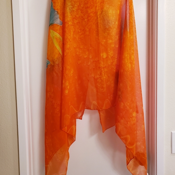 Gift idea! Semi-sheer scarf, tropical design NWOT - Picture 5 of 8